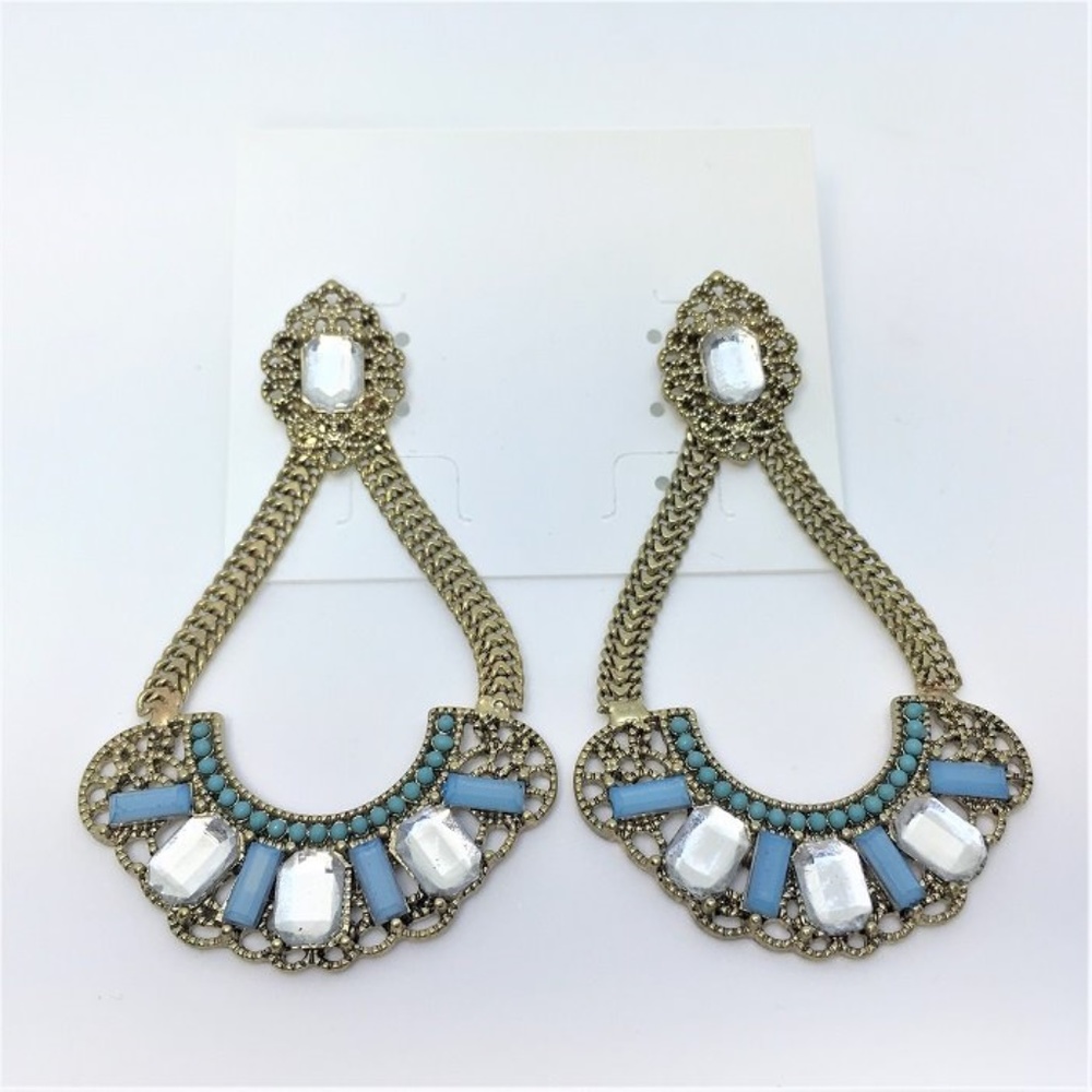 New Faux Stone Chandelier Stud Earrings